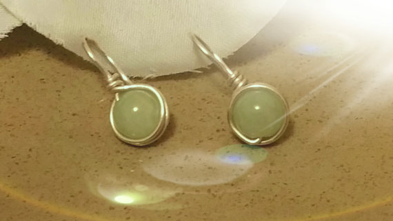 999 Fine Silver Grade A Jadeite Hook Earrings